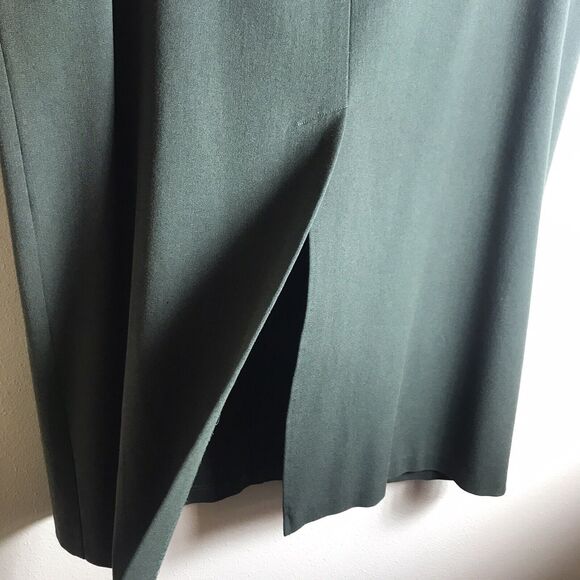 Vintage Maggie McNaughton Woman's Midi Green Skirt Side Pockets Long Slit 18W - Picture 9 of 16
